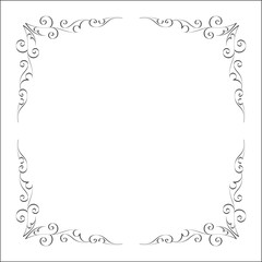 Elegant black and white monochrome ornamental border for greeting cards, banners, invitations. Vector frame for all sizes and formats. Isolated vector illustration.	