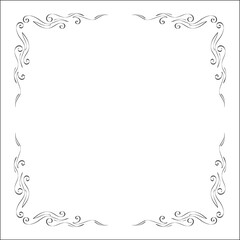 Elegant black and white monochrome ornamental border for greeting cards, banners, invitations. Vector frame for all sizes and formats. Isolated vector illustration.	