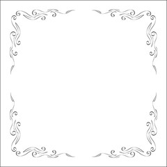 Elegant black and white monochrome ornamental border for greeting cards, banners, invitations. Vector frame for all sizes and formats. Isolated vector illustration.	