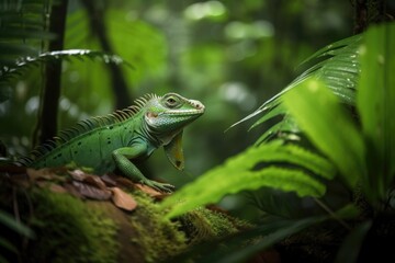 Obraz premium exotic pet in lush, green rainforest habitat, created with generative ai