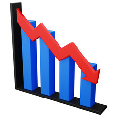 business graph and loss arrow 3d icon