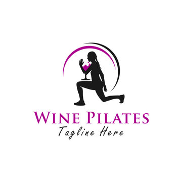 wine pilates vector illustration logo