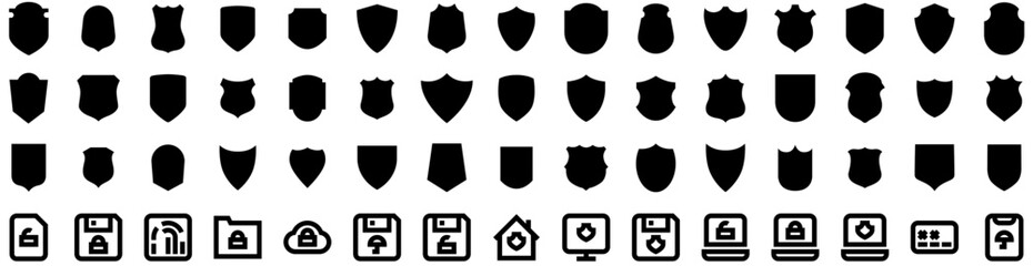 Set Of Protection Icons Isolated Silhouette Solid Icon With Protect, Concept, Shield, Technology, Secure, Safety, Protection Infographic Simple Vector Illustration Logo