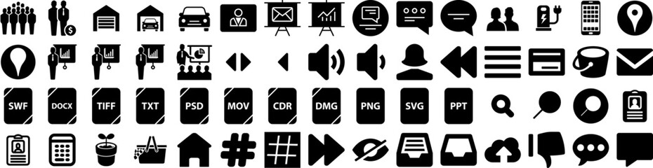 Set Of Signal Icons Isolated Silhouette Solid Icon With Technology, Icon, Vector, Symbol, Signal, Radio, Wave Infographic Simple Vector Illustration Logo