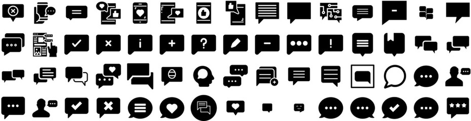 Set Of Comment Icons Isolated Silhouette Solid Icon With Media, Icon, Comment, Web, Vector, Social, Illustration Infographic Simple Vector Illustration Logo