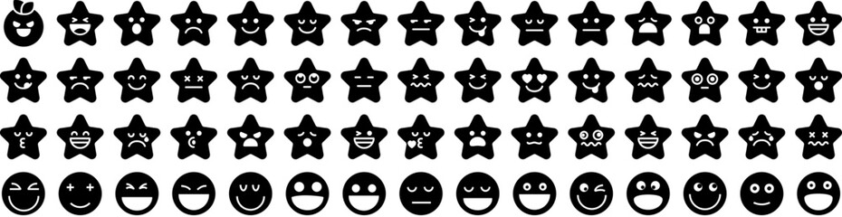 Set Of Emotion Icons Isolated Silhouette Solid Icon With Fun, Happy, Smile, Expression, Sad, Face, Emotion Infographic Simple Vector Illustration Logo