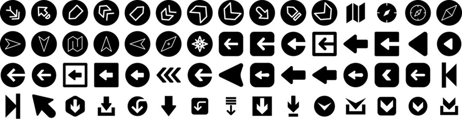 Set Of Direction Icons Isolated Silhouette Solid Icon With Illustration, Symbol, Direction, Background, Vector, Sign, Arrow Infographic Simple Vector Illustration Logo