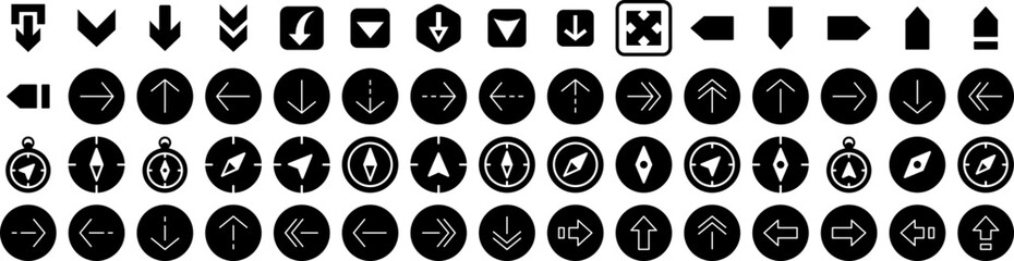 Set Of Direction Icons Isolated Silhouette Solid Icon With Background, Illustration, Sign, Vector, Direction, Symbol, Arrow Infographic Simple Vector Illustration Logo
