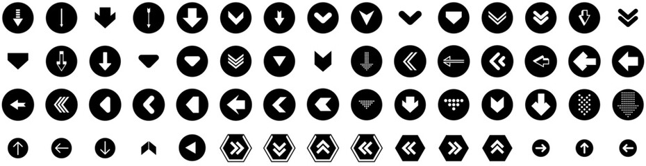 Set Of Arrows Icons Isolated Silhouette Solid Icon With Design, Collection, Set, Symbol, Arrow, Sign, Vector Infographic Simple Vector Illustration Logo