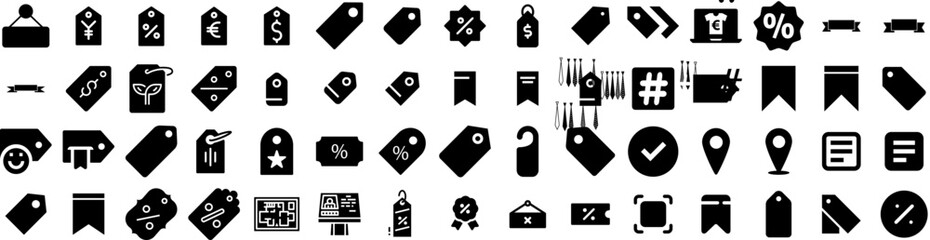 Set Of Label Icons Isolated Silhouette Solid Icon With Icon, Vector, Sign, Badge, Tag, Label, Sticker Infographic Simple Vector Illustration Logo