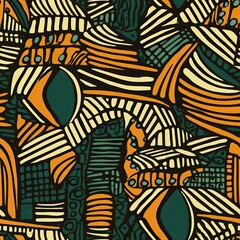 Fototapeta na wymiar African fabric in earthtones seamless background for textiles, fabrics, covers, wallpapers, print, gift wrapping and scrapbooking