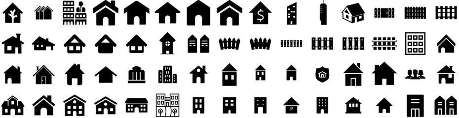 Set Of Estate Icons Isolated Silhouette Solid Icon With Investment, Property, House, Real, Business, Estate, Home Infographic Simple Vector Illustration Logo