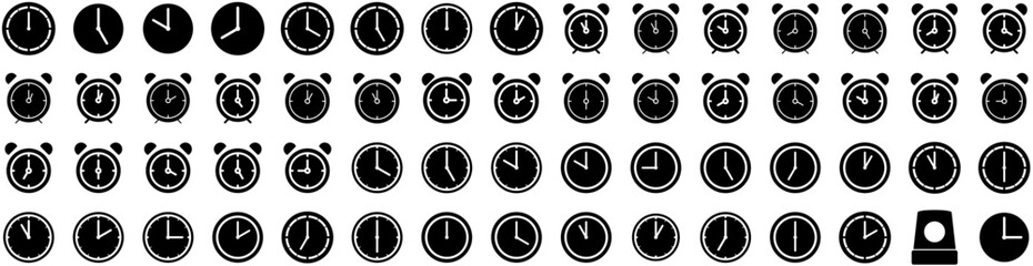 Set Of Alarm Icons Isolated Silhouette Solid Icon With Symbol, Reminder, Alert, Bell, Object, Isolated, Alarm Infographic Simple Vector Illustration Logo