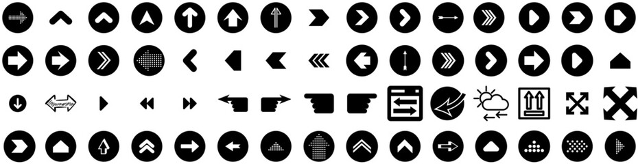 Set Of Arrows Icons Isolated Silhouette Solid Icon With Collection, Vector, Arrow, Design, Sign, Symbol, Set Infographic Simple Vector Illustration Logo