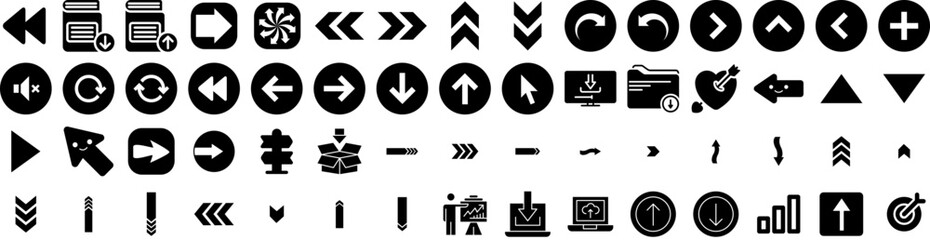 Set Of Arrow Icons Isolated Silhouette Solid Icon With Set, Collection, Design, Sign, Arrow, Symbol, Vector Infographic Simple Vector Illustration Logo