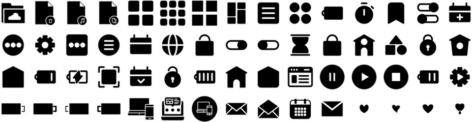 Set Of Interface Icons Isolated Silhouette Solid Icon With Design, Screen, Interface, Frame, Digital, Vector, Template Infographic Simple Vector Illustration Logo