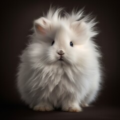 Obraz premium Fluffy Angora Bunny with Enchanting Fur, A Puff of Adorableness