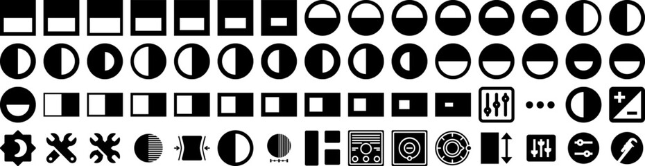 Set Of Adjust Icons Isolated Silhouette Solid Icon With Switch, Modern, Button, Adjustment, Adjust, Control, Technology Infographic Simple Vector Illustration Logo - obrazy, fototapety, plakaty