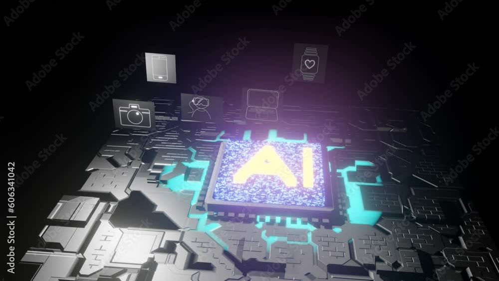 Poster ai artificial intelligence digital cybernetic circuit brain