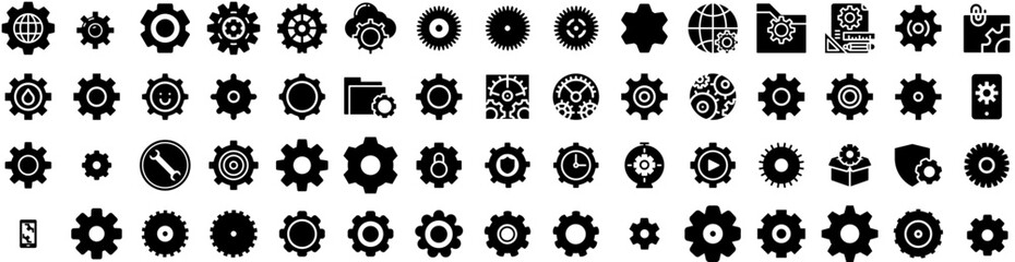 Set Of Cogwheel Icons Isolated Silhouette Solid Icon With Gear, Cog, Icon, Vector, Cogwheel, Machine, Wheel Infographic Simple Vector Illustration Logo