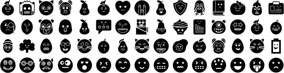 Set Of Emotag Icons Isolated Silhouette Solid Icon With Emotag, Icon, Expression, Mood, Emoticon, Character, Emoji Infographic Simple Vector Illustration Logo - obrazy, fototapety, plakaty