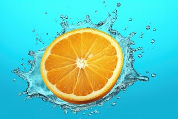 Fototapeta na wymiar orange slice splashing in a water splash, Generative AI