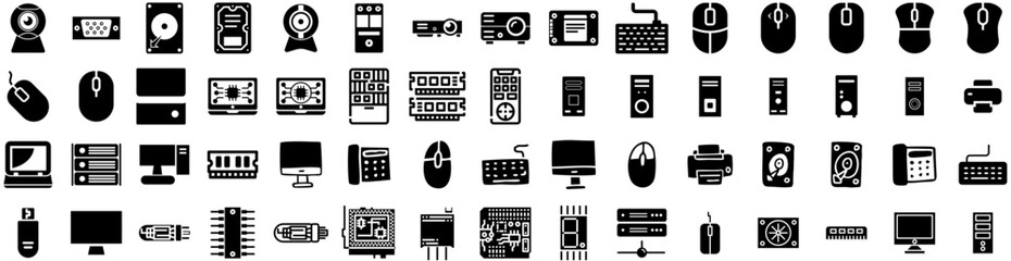 Set Of Hardware Icons Isolated Silhouette Solid Icon With Equipment, Shop, Retail, Store, Hardware, Tool, Repair Infographic Simple Vector Illustration Logo