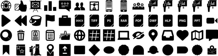 Set Of Marking Icons Isolated Silhouette Solid Icon With Design, Icon, Sign, Mark, Symbol, Vector, Illustration Infographic Simple Vector Illustration Logo