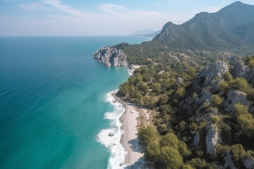 Fototapeta na wymiar scenic view of a coast from high angle, summer travel destination