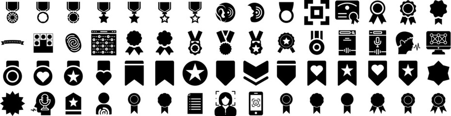 Set Of Recognition Icons Isolated Silhouette Solid Icon With Security, Business, Technology, Face, Recognition, People, Person Infographic Simple Vector Illustration Logo