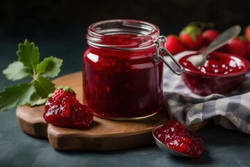 strawberry jam and fresh berries - Ai