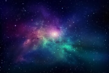 A galaxy with a purple and blue background with stars. Generative AI