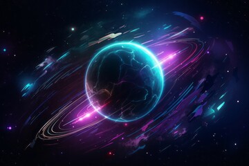 Obraz premium A planet with rings and stars in the background. Generative AI