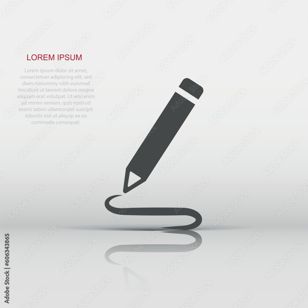 Aufkleber pencil notepad icon in flat style. document write vector illustration on white isolated background. 