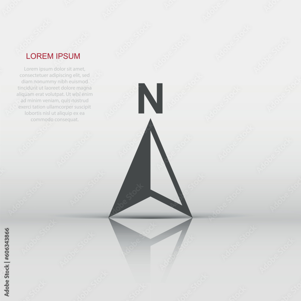 Poster global navigation icon in flat style. compass gps vector illustration on white isolated background. 