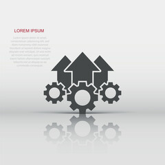 Operation project icon in flat style. Gear process vector illustration on white isolated background. Technology produce business concept.