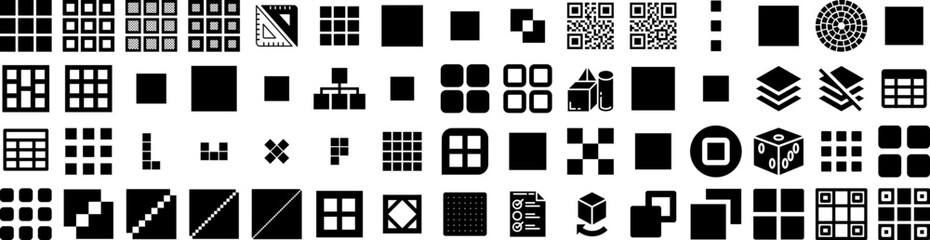 Set Of Squares Icons Isolated Silhouette Solid Icon With Background, Square, Vector, Design, White, Shape, Abstract Infographic Simple Vector Illustration Logo