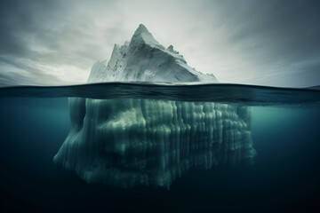 Aerial view of impressive iceberg, Generative AI