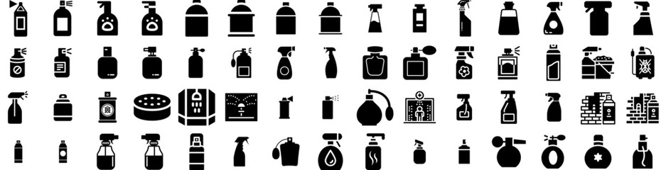 Set Of Spray Icons Isolated Silhouette Solid Icon With Vector, Splash, Background, Black, Isolated, Spray, Abstract Infographic Simple Vector Illustration Logo