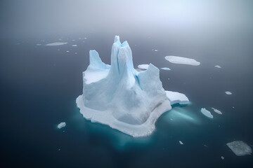 Aerial view of impressive iceberg, Generative AI