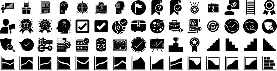 Set Of Success Icons Isolated Silhouette Solid Icon With Career, Leadership, Achievement, Successful, Success, Business, Concept Infographic Simple Vector Illustration Logo