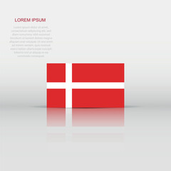 Denmark flag icon in flat style. National sign vector illustration. Politic business concept.