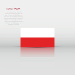Poland flag icon in flat style. National sign vector illustration. Politic business concept.