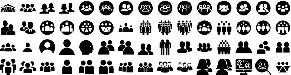 Set Of Users Icons Isolated Silhouette Solid Icon With Icon, Vector, Avatar, People, Business, Illustration, User Infographic Simple Vector Illustration Logo
