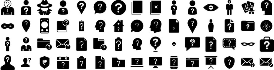 Set Of Unknown Icons Isolated Silhouette Solid Icon With Man, Anonymous, Concept, Person, Unknown, Call, Answer Infographic Simple Vector Illustration Logo