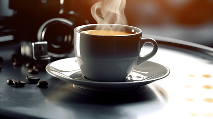Fototapeta premium cup of coffee on a table