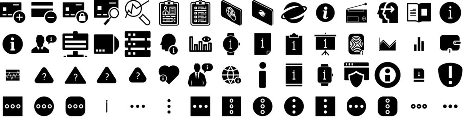 Set Of Information Icons Isolated Silhouette Solid Icon With Communication, Information, Concept, Icon, Web, Internet, Technology Infographic Simple Vector Illustration Logo