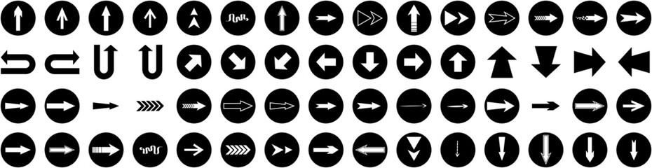 Set Of Arrows Icons Isolated Silhouette Solid Icon With Symbol, Arrow, Design, Sign, Collection, Vector, Set Infographic Simple Vector Illustration Logo
