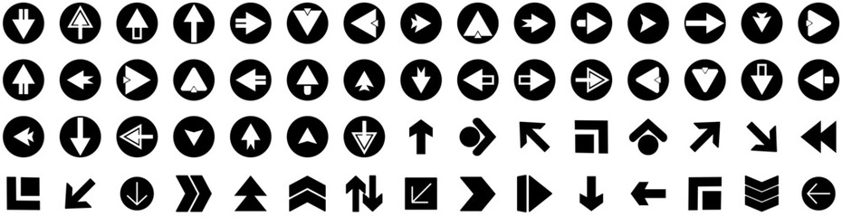 Set Of Arrow Icons Isolated Silhouette Solid Icon With Set, Design, Collection, Vector, Sign, Arrow, Symbol Infographic Simple Vector Illustration Logo