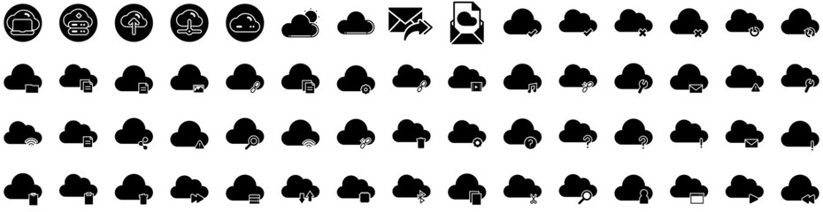 Set Of Cloud Icons Isolated Silhouette Solid Icon With Background, Air, White, Sky, Cloud, Blue, Vector Infographic Simple Vector Illustration Logo